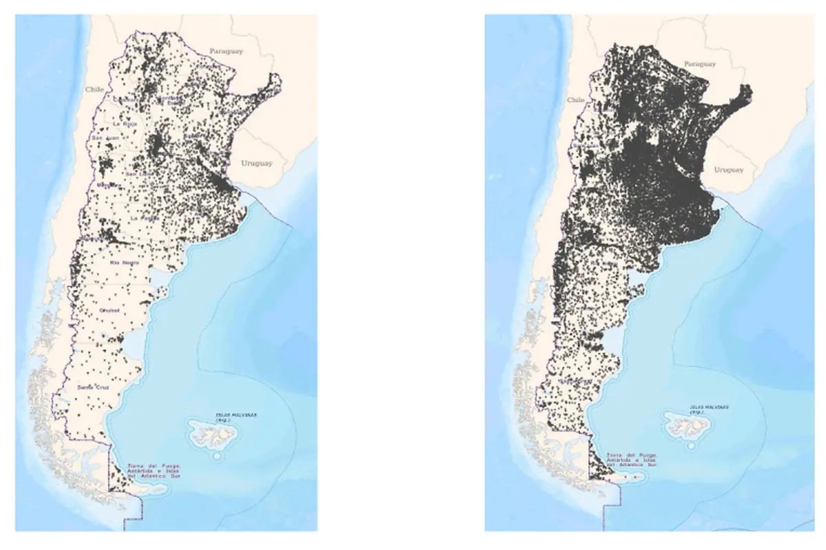 lanadelancap's tweet photo. Gracias a la relación de amistad de Milei con Elon Musk, llegó Starlink. Entre 2024 y 2025 el mapa de usuarios demuestra que hubo más acceso a internet satelital en todo el país. Además se recibieron donaciones a través de Capital Humano para 6000 escuelas rurales. NOLSALP. https://t.co/IZspMviMLs