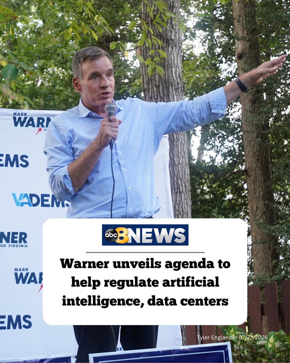 MarkWarnerVA's tweet photo. I believe human beings should be in charge of Artificial Intelligence—not the other way around. It’s why I recently introduced a first-of-its-kind Artificial Intelligence safety framework and why I’m laser-focused on getting this issue right. https://t.co/rvVRbo1C80