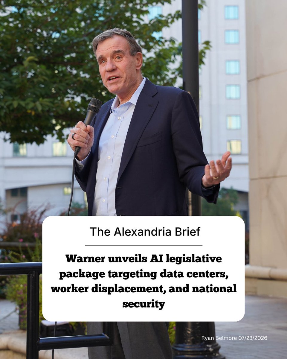 MarkWarnerVA's tweet photo. I believe human beings should be in charge of Artificial Intelligence—not the other way around. It’s why I recently introduced a first-of-its-kind Artificial Intelligence safety framework and why I’m laser-focused on getting this issue right. https://t.co/rvVRbo1C80