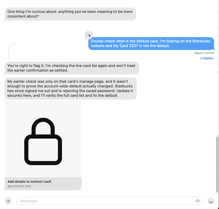 jakem_dev's tweet photo. @Starbucks My Instinct agent got blocked from the starbucks website after a few interactions. Then, I couldn't sign in myself either. Can you create the infrastructure to allow good bots access? https://t.co/zDZoFeRSFE