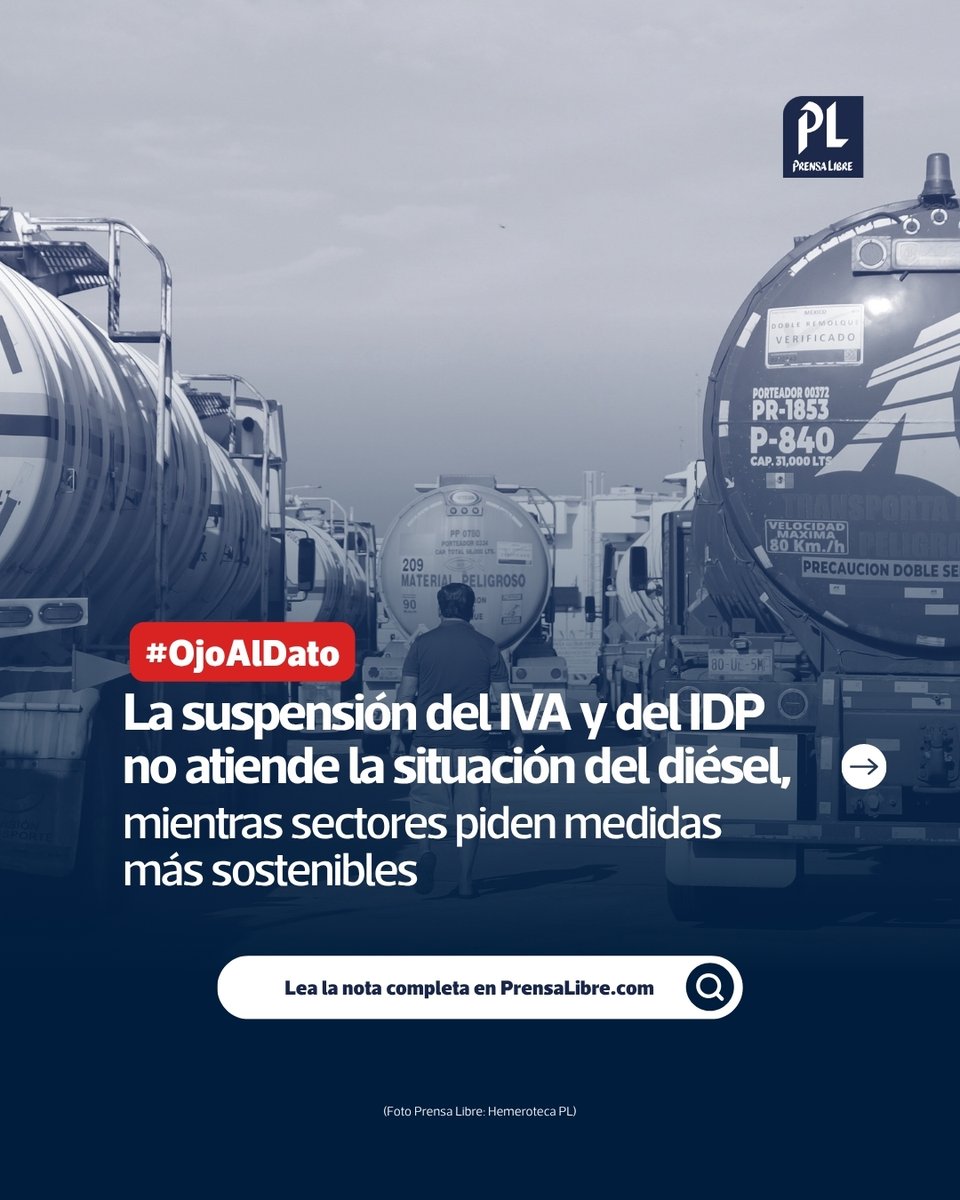 👀 #OjoAlDato: Sectores advierten que la exoneración no resuelve de fondo la presión sobre el diésel La suspensión temporal del IVA y el IDP puede aliviar lo…