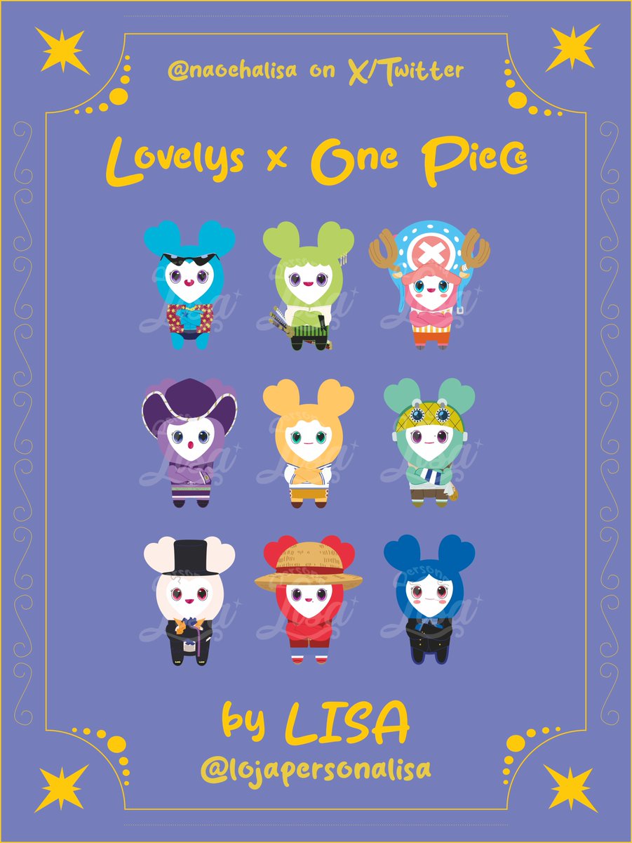 naoehalisa's tweet photo. ONE LOVELY: LOVELYS X ONE PIECE (ilustrados por mim para a @lojapersonalisa), a thread; https://t.co/Jmbf2cbkQA