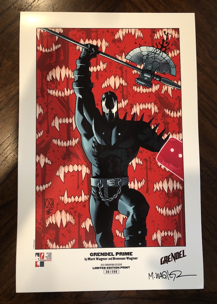 heroinitiative's tweet photo. Our friends @thirdeyecomics have a new limited edition Grendel Prime print AUTOGRAPHED by creator @MattWagnerComic! Only 200 made, very few available and moving fast, so go NOW: https://t.co/afIzn3NZoN https://t.co/8ueZvxj1xD