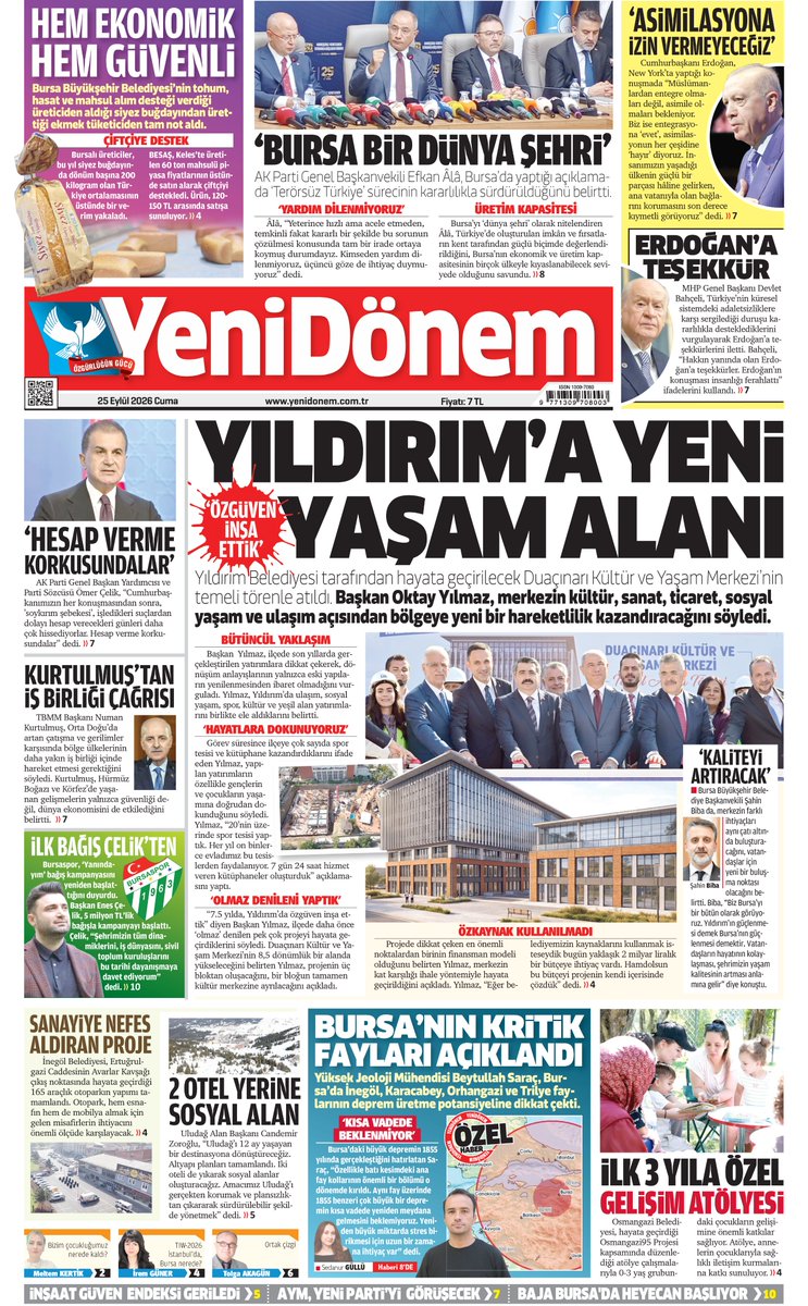burhankaya3's tweet photo. 25 EYLÜL 2026
YENİDÖNEM GAZETESİ
https://t.co/YXhTvNV6ff
@YildirimBld @bursabuyuksehir @OsmangaziBLD @akpartibrs @Akparti @efkanala @davutgurkan @BursasporSk https://t.co/yVDskqRjzW