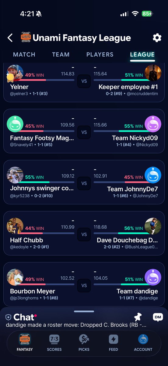 UnamiFantasy's tweet photo. Week 3 kicks off tonight with Falcons/Bears

@Yelner3 vs. @timmmmcc 
@chives_2 vs. @nickyd_9 
@kraymond30 vs. @Johnny_d_7 
@odoylerules1310 vs. Bechtel
@j_p_III vs. @dand3020 

Let’s go! https://t.co/qTRYrZD4eS