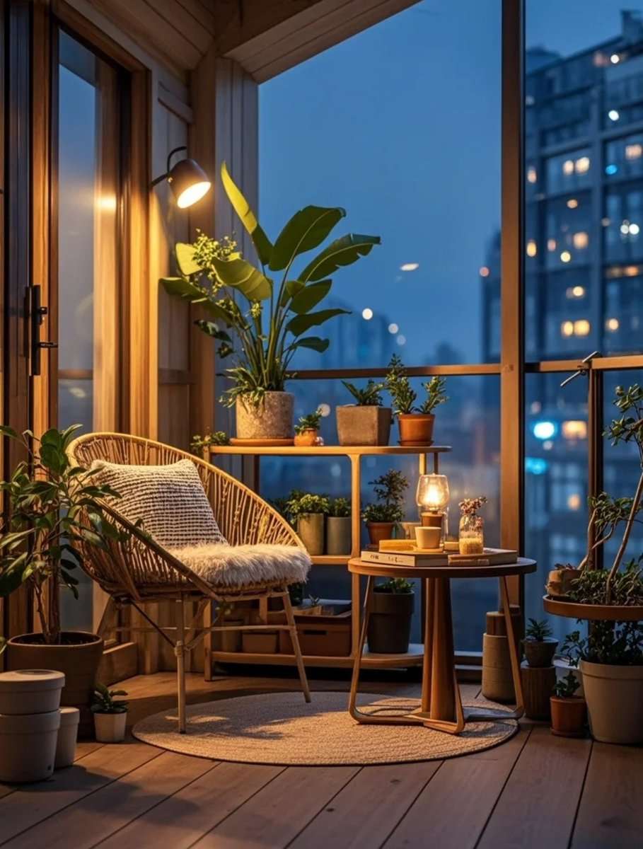CarlenaSeneca's tweet photo. Just turned my tiny balcony into a cozy reading nook with fairy lights and a mug of hot tea—weekend vibes hit different at home https://t.co/e3K6Koopuz