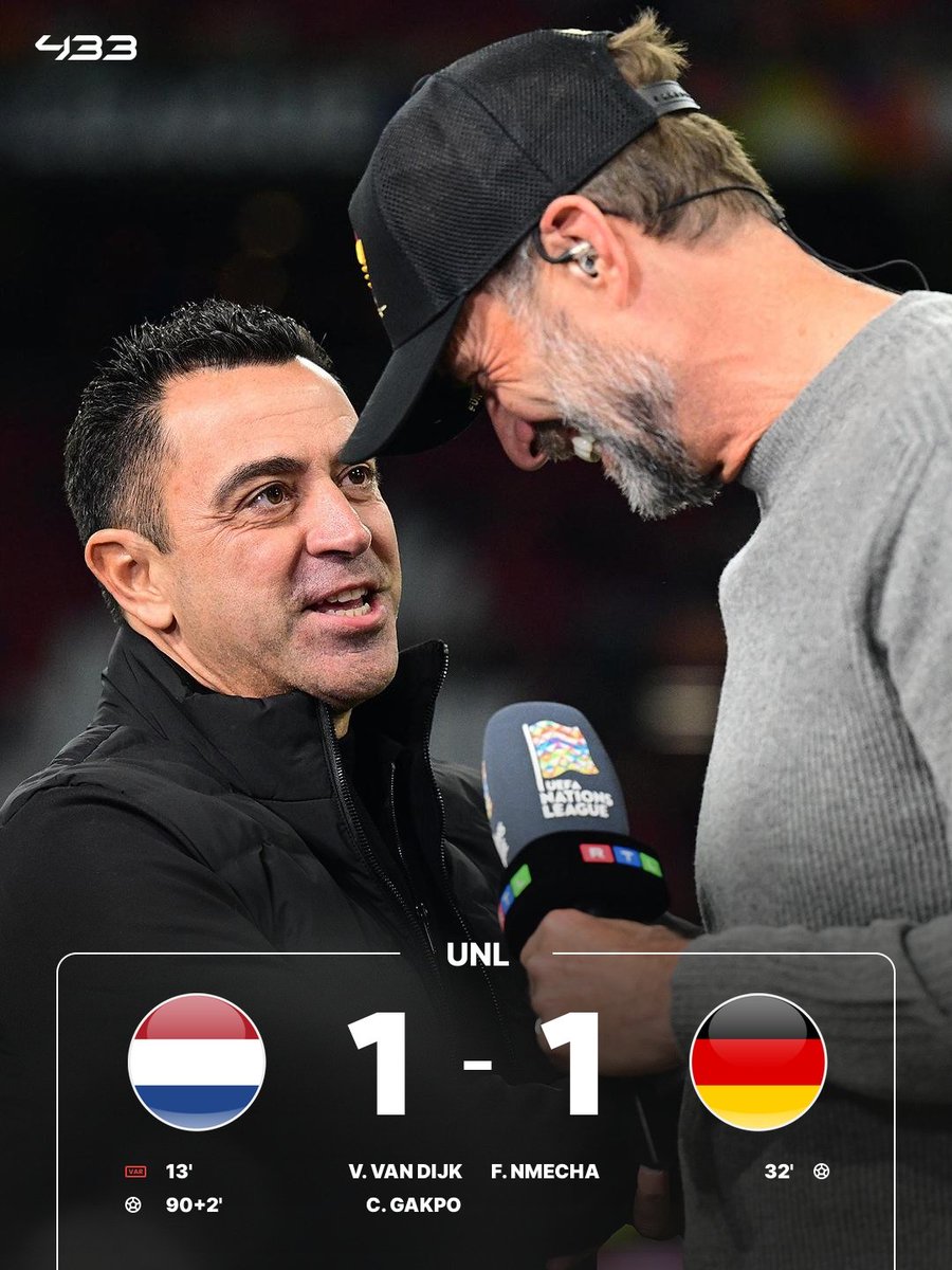 433's tweet photo. 𝐗𝐀𝐕𝐈 🇳🇱 𝟏-𝟏 🇩🇪 𝐊𝐋𝐎𝐏𝐏 ⚔️ https://t.co/9N99kjTzph