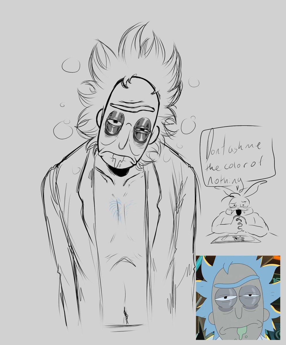 Captin_Bean's tweet photo. I know what the people[me I'm the people]

Rick Sanchez so tired he has raccon eyes https://t.co/iKsIA3bauw