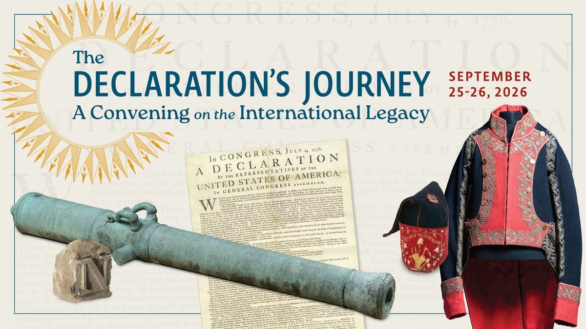 AmRevMuseum's tweet photo. Two days. 30+ historians. A 250-year legacy. 📜 

Scholars from Europe, South America, and across the U.S. will gather at the Museum on Sept. 25-26 to explore the 250-year global impact of the United States Declaration of Independence.

Register for free: https://t.co/gbcwer3POH https://t.co/eum7LgxuAQ