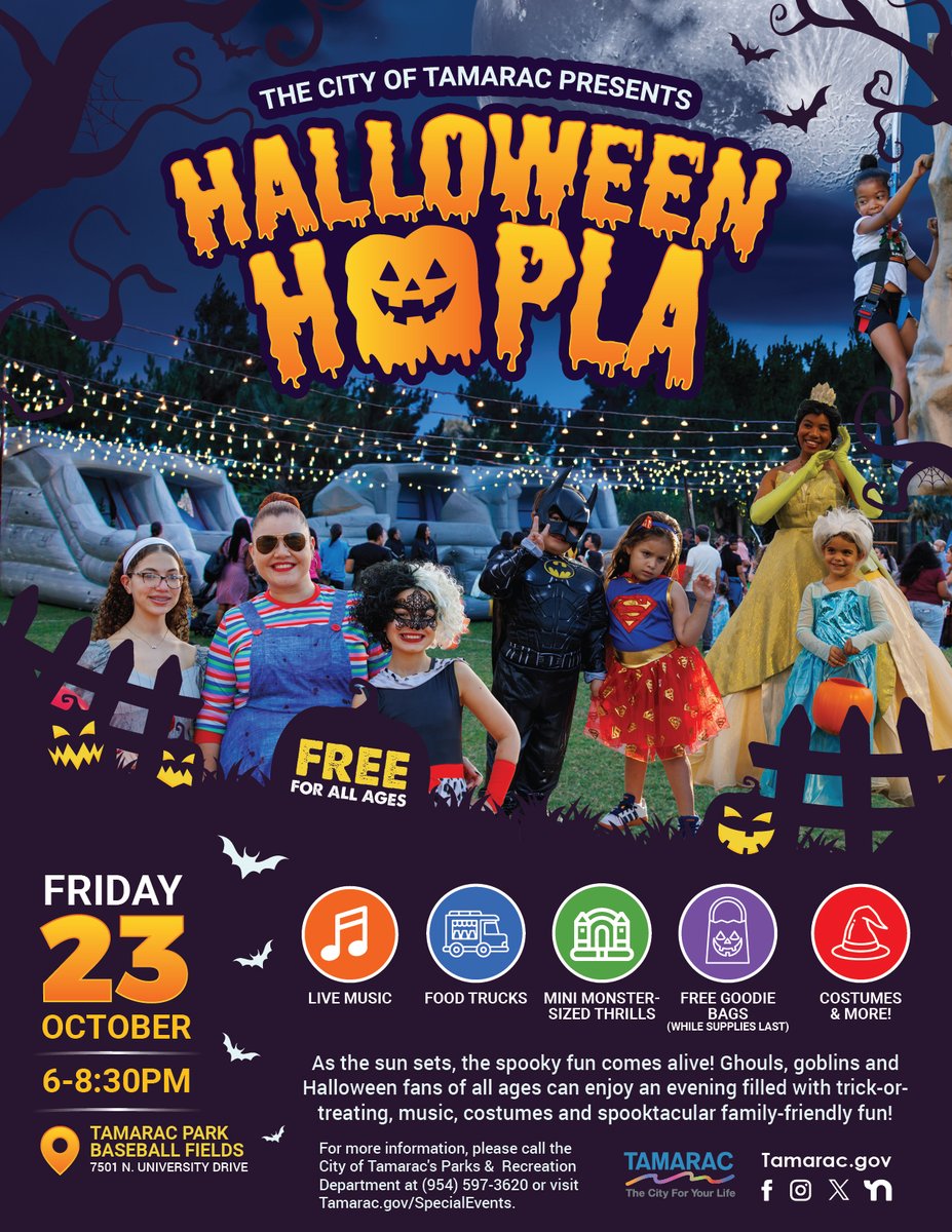 CityofTamarac's tweet photo. Your October calendar is missing a few things… 👀

From family-friendly fun to activities for adults and little ones, check out what’s coming up and find your next thing to do. 

View the Community Calendar at https://t.co/oXiU6pcg0E for details.

#tamaracfl #browardmoms https://t.co/YQMcJ1r9Iy