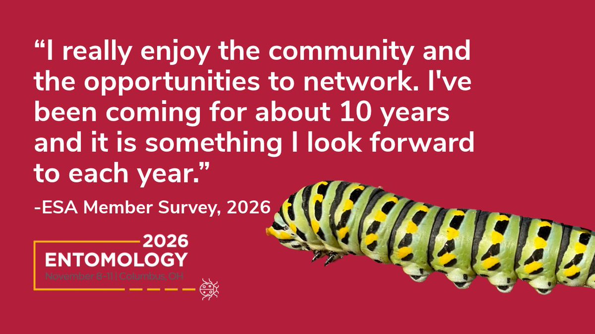 EntsocAmerica's tweet photo. When surveyed, ESA members said the opportunities for networking, learning, and presenting research keep them coming back to the ESA Annual Meeting year after year. 

See the energy for yourself at #EntSoc26 in Columbus, November 8-11: https://t.co/32sTy13XpP https://t.co/dpxmLIYLXH