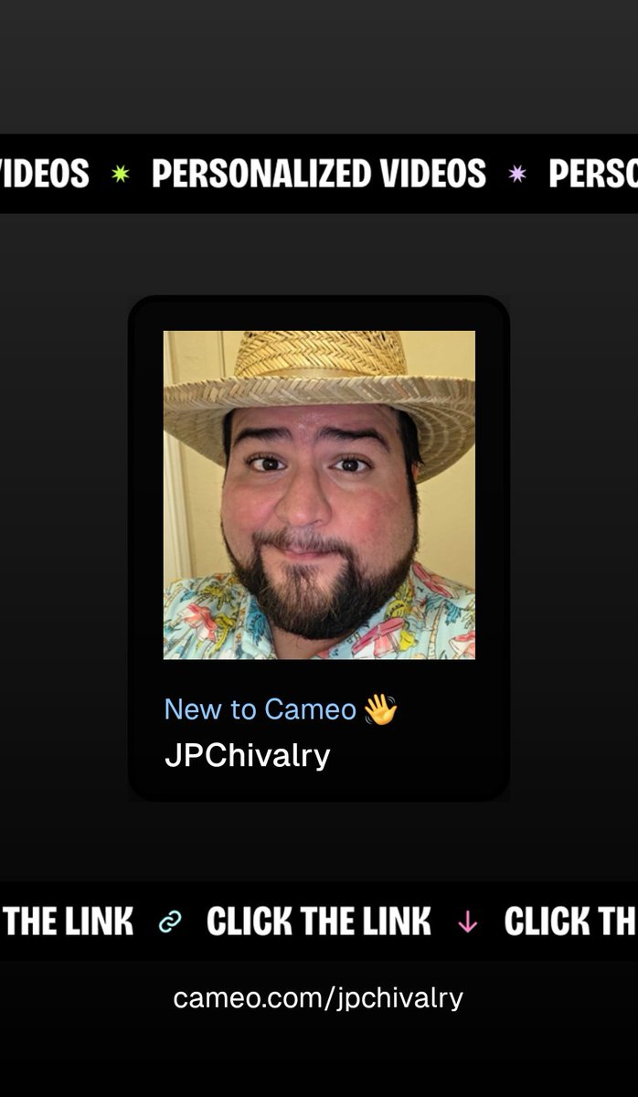 JPChivalry's tweet photo. Signed up for Cameo through Twitch. Find me here: https://t.co/UKOytDCMMg https://t.co/NH98YtBV0Y
