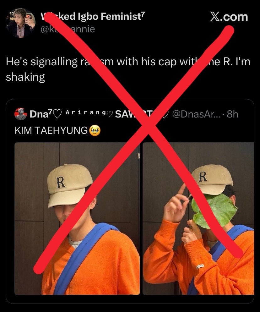 thvstreamMx's tweet photo. ⛔️ NO TODO PUEDE JUSTIFICARSE COMO UNA “BROMA”.

Hacer publicaciones de este tipo sobre Taehyung y después tratarlas como algo gracioso no debe normalizarse.

Ya no vamos a tolerar ninguna falta de respeto hacia Kim Taehyung. BASTA.

Si encuentran este contenido, no discutan ni le den más alcance. Reporten las publicaciones y las cuentas señaladas:

@kosi_annie
@sukusushi

🚨 NO INTERACTÚES
REPORTA · BLOQUEA · CERO DIFUSIÓN 

RESPETO PARA KIM TAEHYUNG. 💜