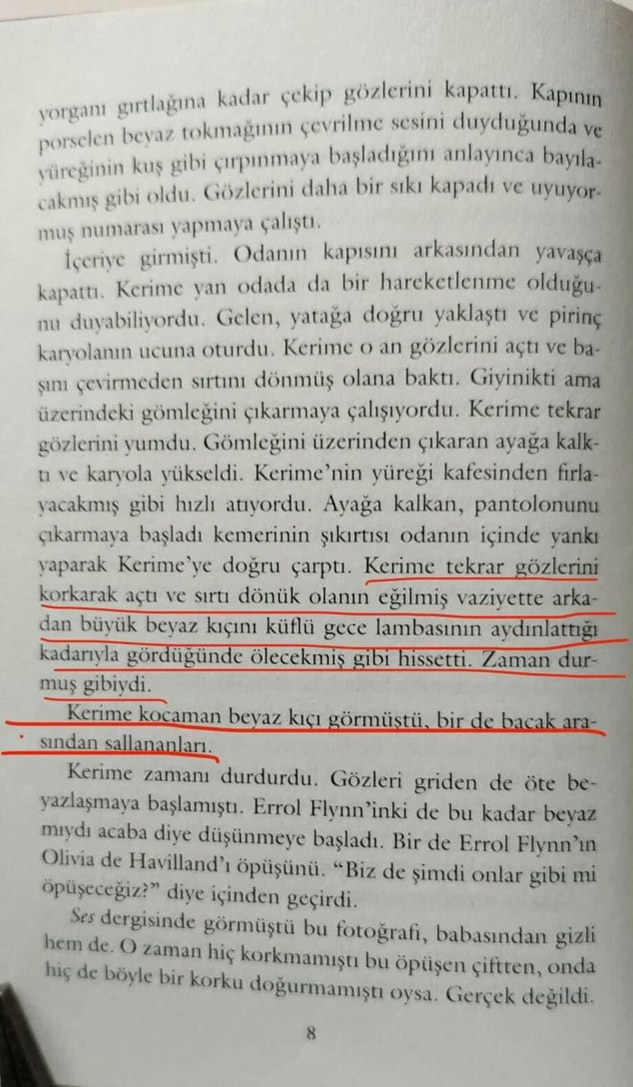 haciosmanoglue's tweet photo. Hatırlamışken, Oyuncu Bahadır Yenişehirlioğlu'nun kaleme aldığı "Kerime" isimli kitabında kullandığı müstehcen ifadeler kız kardeş ile ağabeyi arasındaki bir ensest durumla ilgili görünüyor.

"ERKEKLİK ORGANI"

Yenişehirlioğlu, kitabın 1. sayfasında, "...Erkek denen ırktan birini çıplak olarak ilk kez görecekti...Hele erkeğin hep hayal ettiği ama gerçek manada neye benzediğini gözünün önüne getiremediği erkeklik organına hiç bakamazdı, onu içine alamazdı..." ifadelerini kullandı.

"EDEPSİZLİK İLE SUÇLANIR MIYDI"

Yenişehirlioğlu, aynı kitabın 2. sayfasında ise, "Kendi kendine bu hadise bu kadar korkutucu geliyorsa, başka biri bunu gerçekleştirdiğinde ne yapacaktı? Nasıl karşılık verecekti. Öylece sessiz bir şekilde yatacak, hiçbir karşılık vermeyecek miydi? Ya da karşılık vermeli miydi? O zaman bu doğru olur muydu? Edepsizlik ile suçlanır mıydı? Karşılık verecekse bunu nasıl yapacaktı" diye yazdı.

Kitabın 8. sayfasında ise daha da ileri giden Bahadır Yenişehirlioğlu, kitapta geçen "Kerime" karakterinin bacak arasından sallanan erkek cinsel organından bahsediyor.

"KOCAMAN BEYAZ KIÇ"

"Kerime tekrar gözlerini korkarak açtı ve sırtı dönük olanın eğilmiş vaziyette arkadan büyük beyaz kıçını küflü gece lambasının aydınlattığı kadarıyla gördüğünde ölecekmiş gibi hissetti... Kerime, kocaman beyaz kıçı görmüştü, bir de bacak arasından sallananı..."

https://t.co/8izJW1EXMJ