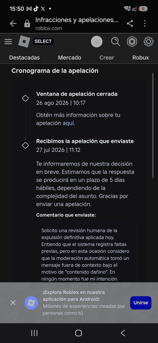 Maldito_Alem's tweet photo. @Maxz33Purityz @Roblox @Roblox_RTC They are literally kicking out people who haven't done anything wrong and simply ignoring every appeal by responding with bots. https://t.co/ZfLoQEcC3S