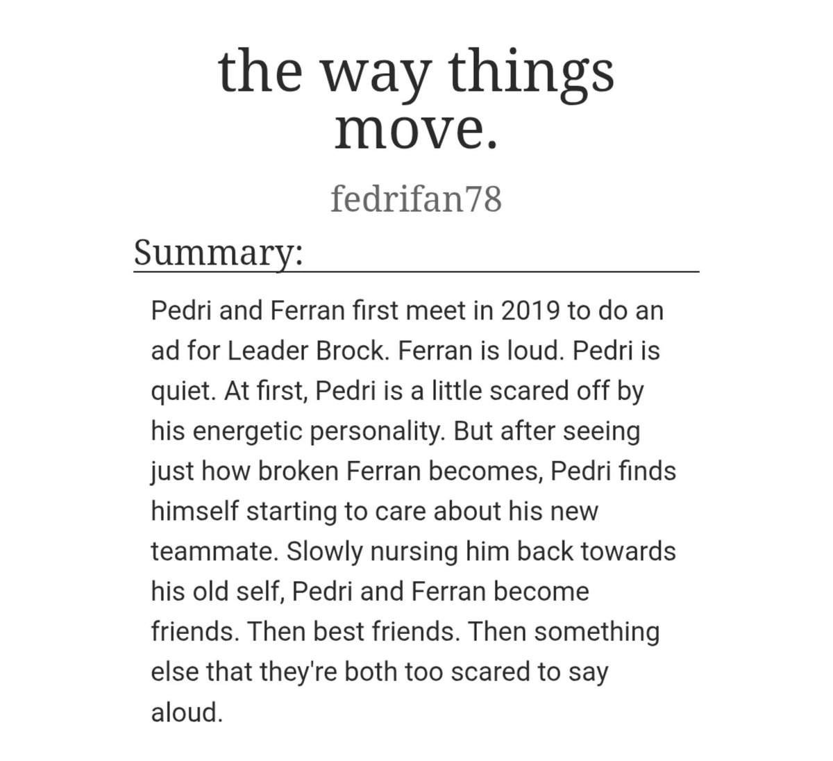 fedrificrecs's tweet photo. "the way things move." by fedrifan78

⚽️ 117k
⚽️ Teen And Up Audiences
⚽️ Completed
⚽️ AO3 | EN

🔗 https://t.co/BTVrrZdwKN https://t.co/R8qSXP4UE3