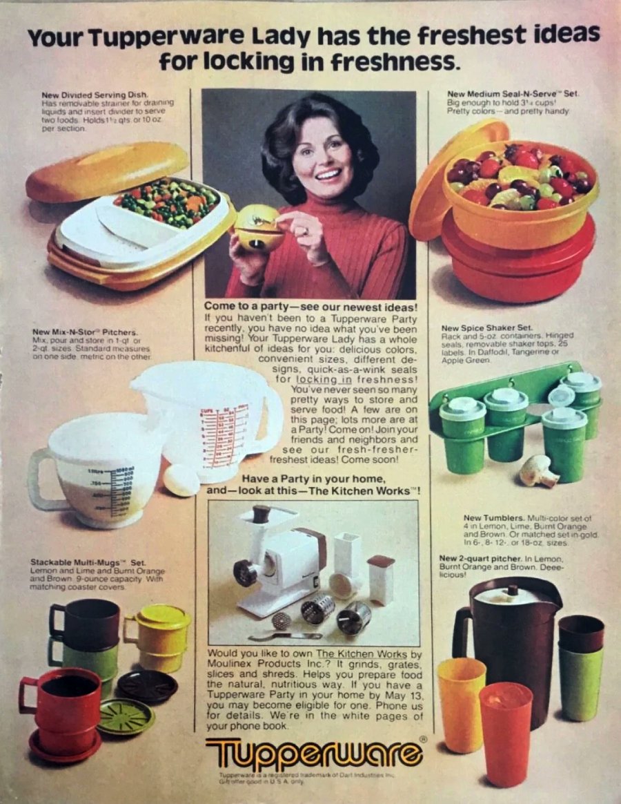 DoYouKnow10PM's tweet photo. Did your mother host Tupperware parties in the 70s??
#70s #tupperware #tupperwareparty #throwback #genx #seniors #oldschool #goodtimes #backintheday #childhoodmemories #remember #60s #suburbanliving #housewife https://t.co/CSxg0PfyMx