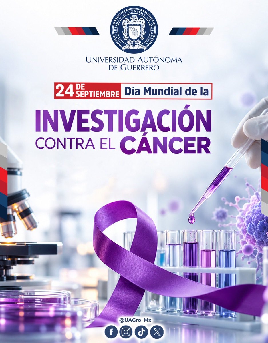 UAGro_MX's tweet photo. 🎗️🔬 La investigación es clave para enfrentar el cáncer.

En el Día Mundial de la Investigación contra el Cáncer, reconocemos la importancia de la ciencia para avanzar en la prevención, detección y tratamiento de esta enfermedad.

#InvestigaciónContraElCáncer #Ciencia #UAGro https://t.co/fmLwoM8PEk