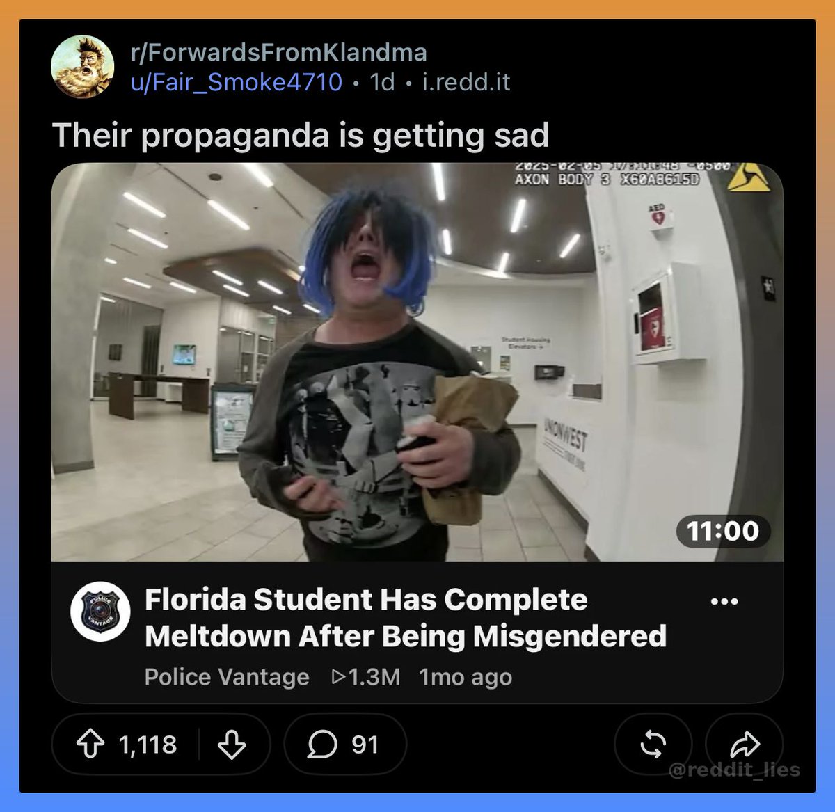 reddit_lies's tweet photo. >”this propaganda is sad”
>look inside
>100% truthful summary of bodycam footage https://t.co/Xn578M7O4m