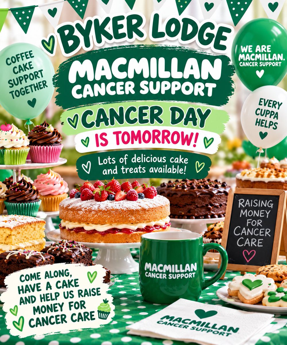 NBykerLodge's tweet photo. ππ Tomorrow at Byker Lodge, weβre coming together for Macmillan Cancer Support Day! π§β Come along, enjoy some delicious cakes and help us raise money for such an amazing cause. Every penny makes a difference! π Together, we can make a difference. π #Macmillan #BykerLodge https://t.co/lxeD1xGAqU