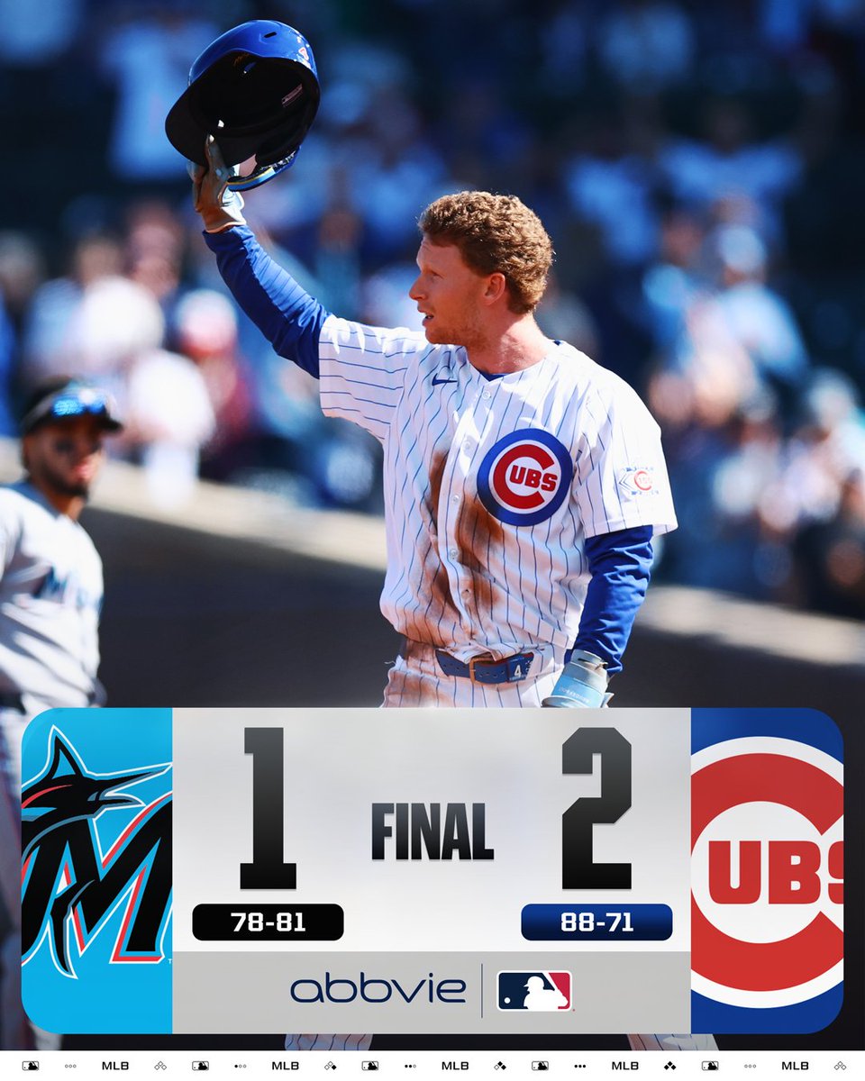 MLB's tweet photo. The @Cubs clinch a #Postseason berth on a historic day for Pete Crow-Armstrong!

(MLB x @AbbVie) https://t.co/TjJthIHXt8