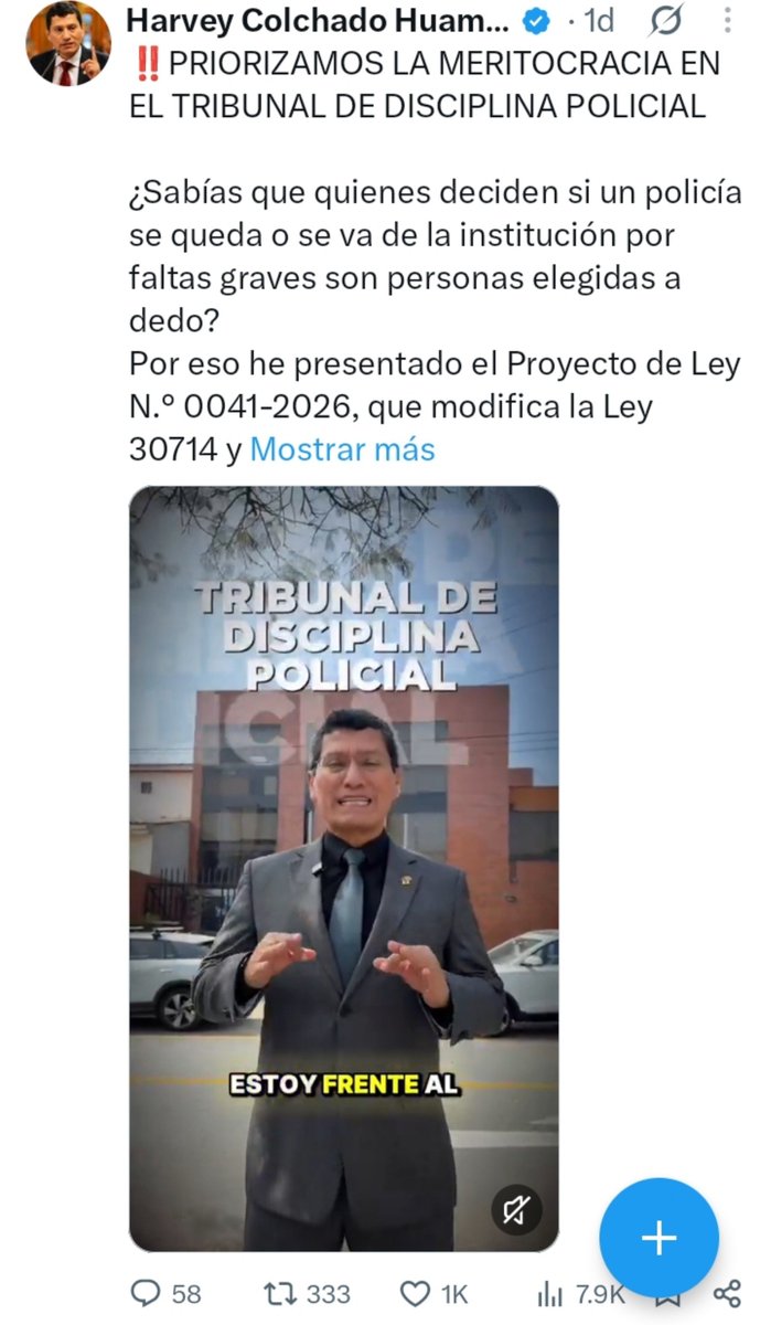 ginoequidad's tweet photo. Reaparece Harvey Colchado y presenta proyecto de ley para copar el Tribunal de Disciplina Policial y salvar a su amigo Franco Moreno Panta que recibía de Minera La Poderosa, y a Oscar Arriola que se reunió 10 veces con la hermana de Jolin. https://t.co/ekGMkl209M