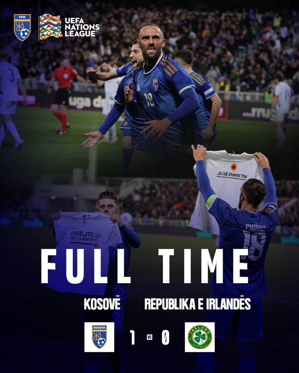 drenshp's tweet photo. ⚽ Ve-dat! 

Bra'o Kosova ❤️ 🇽🇰 💪

#KOSIRL 🇽🇰🆚🇮🇪 https://t.co/VaiM21jRqG