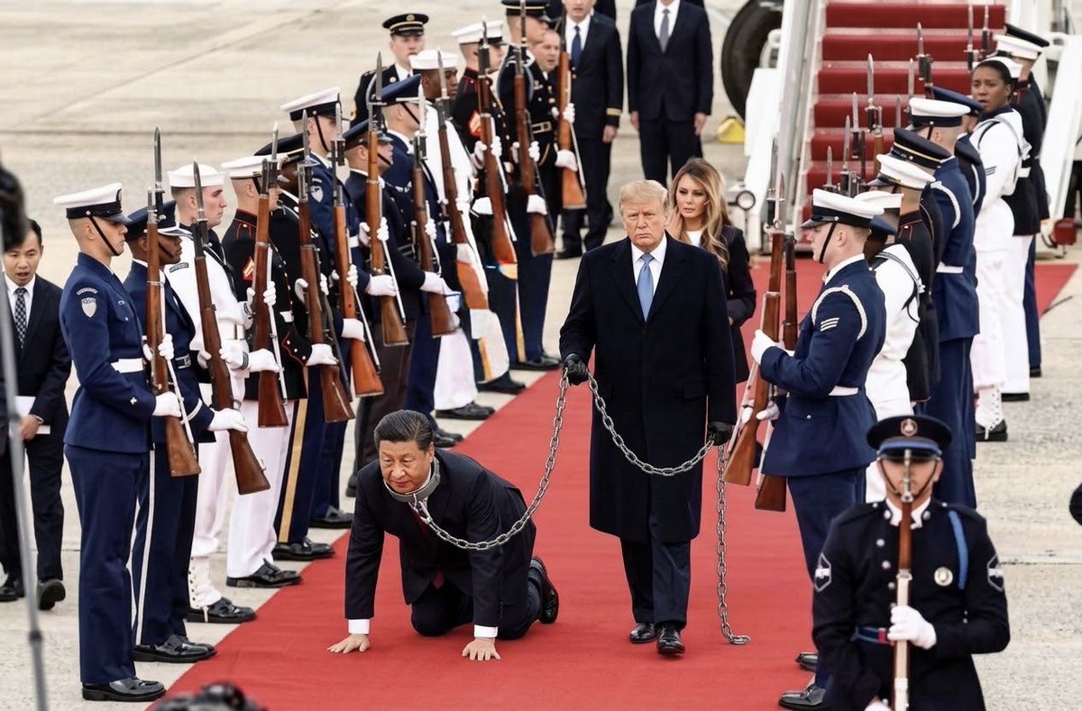 saya69mana's tweet photo. @SpoxCHN_MaoNing 欢迎来到美国！🇺🇸
9月24日，习近平国事访问美国。特朗普总统：“亚洲的奴隶来了。台湾是我们美国的。” https://t.co/dwdULnfP9x