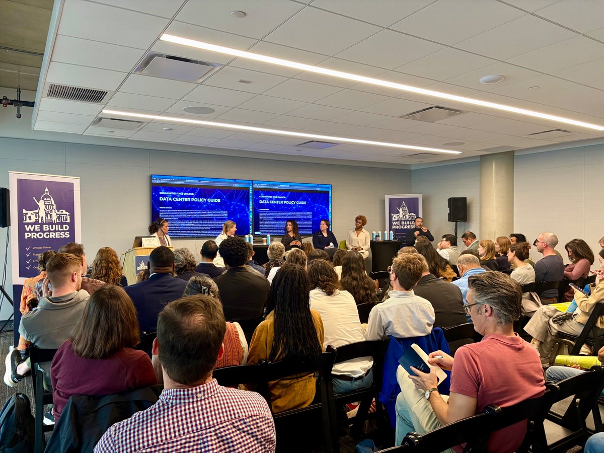 WeBuildProgress's tweet photo. To mark the guide’s release, we convened policymakers, advocates, organizers and experts today during #COP30 (@ClimateGroup) for “Communities Take Charge: Launching the Data Center Policy Guide.” https://t.co/sOpVtHShzY