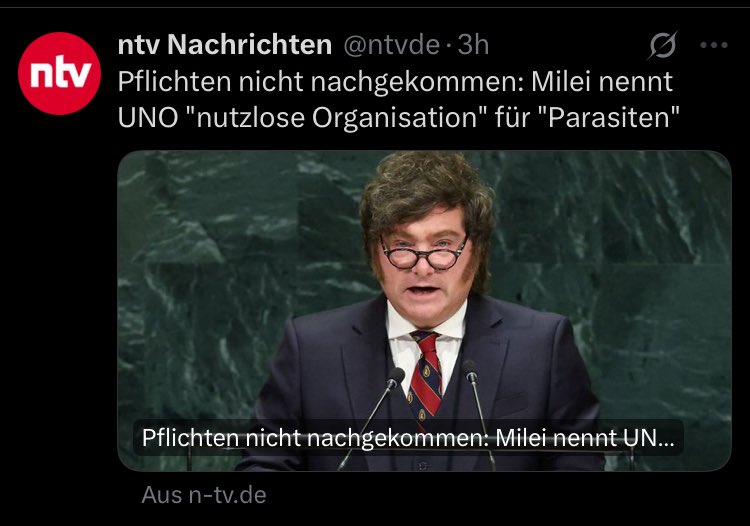 DirtyHarry_tv's tweet photo. Hat @JMilei mit der Aussage, die UNO sei eine nutzlose Organisation für Parasiten, recht? https://t.co/DxPMwsQzFH