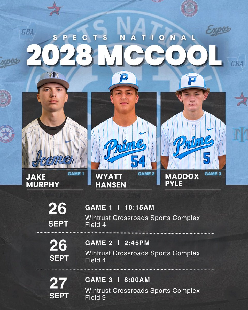 SpectsBaseball's tweet photo. @PerfectGameUSA Champions Cup this weekend in Chicago.

Seven Spects National teams from 2027 through 2030. Pitching rotations and schedules for the weekend.

Ready to get after it.

#bluecollarbaseball https://t.co/owWjogM2MT