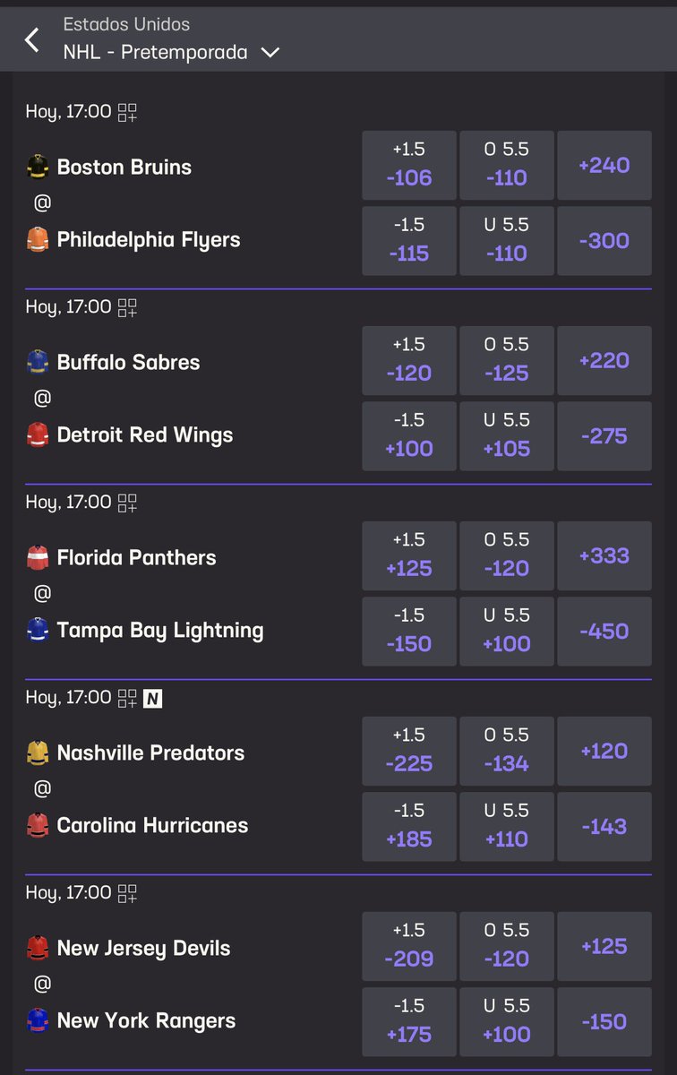dvidnhl's tweet photo. D-comendaciones 🏒🥅

BOSTON BRUINS vs PHILADELPHIA FLYERS

Boston obviamente sería superior si habláramos simplemente de sus principales jugadores de temporada, pero no tengo evidencia suficiente en este momento para decirles que Pastrnak, Peterka, McAvoy, Swayman, etc. van a jugar hoy.

Y en preseason ésa es diferencial.

Paso de recomendarles hasta tener roster confirmado.

BUFFALO SABRES vs DETROIT RED WINGS

Buffalo confirmó que Konsta Helenius, Noah Östlund y Jiri Kulich juegan esta noche. El resto del roster será una mezcla de jugadores de profundidad y prospectos, similar al equipo que utilizaron en Pittsburgh en su primer partido de preseason. Esto NO es el Buffalo de Thompson, Dahlin y compañía que proyectamos para temporada regular.
El momio claramente está valorando esa diferencia. Pero no hay confirmación para Detroit

Detroit -1.5 +100 me interesa, pero no descarto una sorpresa de Sabres

FLORIDA PANTHERS vs TAMPA BAY LIGHTNING

Florida sí publicó su roster proyectado.

Y no están Barkov, Reinhart, Bennett, Matthew Tkachuk, Brady Tkachuk, Forsling, Ekblad ni Seth Jones.

No tengo todavía un lineup de Tampa suficientemente respaldado para  decirles quién juega, pero por pura línea y por lo que hemos visto de Tampa está pretemporada seguramente hoy llevan un equipo muy cercano a lo que presentarán en temporada regular
El Tampa -1.5  sería lo normal, pero paga -150
Ahí si llegamos a confirmar, equipo titular de Tampa, me inclino por el -2.5

NASHVILLE PREDATORS vs CAROLINA HURRICANES

Nashville confirmó que habra jugadores peleando por puestos y que siguen en proceso de evaluación.

Pero Carolina, aún no confirma nada, por lo que éste también lo debemos dejar pasar

NEW JERSEY DEVILS vs NY RANGERS

NY Rangers ML -150 me gusta.
Por la única razón que New Jersey anunció que irá con equipo suplente. Si tuviéramos la confirmación de qué Rangers va con parte de su equipo titular el -1.5 sería la jugada más obvia.

PITTSBURGH PENGUINS vs COLUMBUS BLUE JACKETS
Igual que New Jersey Penguins confirmó que irá con equipo suplente, por lo que columbus -1.5 en -106 es la jugada que se puede tomar en este partido

CHICAGO BLACKHAWKS vs ST. LOUIS BLUES

Aquí sí tenemos una noticia confirmada que cambia el atractivo del partido:

Patrick Kane debuta esta noche en preseason con Chicago.

Y probablemente sea su único partido de preparación antes de comenzar la temporada. 
Chicago ML en -106 se juega hoy.

EDMONTON OILERS vs VANCOUVER CANUCKS

Edmonton mandaría hoy Sólo suplentes No están McDavid, Draisaitl nu Bouchard.

Éste es literalmente el partido que Edmonton utilizará para evaluar la profundidad antes de preparar un roster mucho más NHL para el sábado. 

🔐 Vancouver -1.5 +105 es mi favorita de la cartelera.

CALGARY FLAMES vs SEATTLE KRAKEN

SEATTLE -1.5 -120

Por la misma razón que la jugada anterior con Vancouver Flames Back con suplentes y Seattle, con gran parte de los titulares.

ANAHEIM DUCKS vs SAN JOSE SHARKS

Aquí no tengo información por parte de ningún equipo, y todo parece indicar que lo ganan los Sharks, pero se paga bastante mal.

UTAH MAMMOTH vs VEGAS GOLDEN KNIGHTS

VGK -1.5 +115
O/U 5.5

Sabemos que es el primer partido de preseason de Vegas en casa y el tercero de su calendario. 
Aunque no hay información muy probablemente Vegas, jugará con un Roster muy parecido a lo que presentarán en temporada regular por lo que el Vegas -1.5 debería de ser la jugada del día de hoy en este partido, pero sin confirmar alineaciones no lo puedo poner como un 🔐

Si más tarde alcanzamos a confirmar a tiempo, también se juega.

Recuerden que es pretemporada y lo estamos llevando con calma, porque sin datos oficiales no podemos arriesgar nuestro dinero, jugando sólo por nombres de equipos o momios.

DavidNHL 👑🏒
