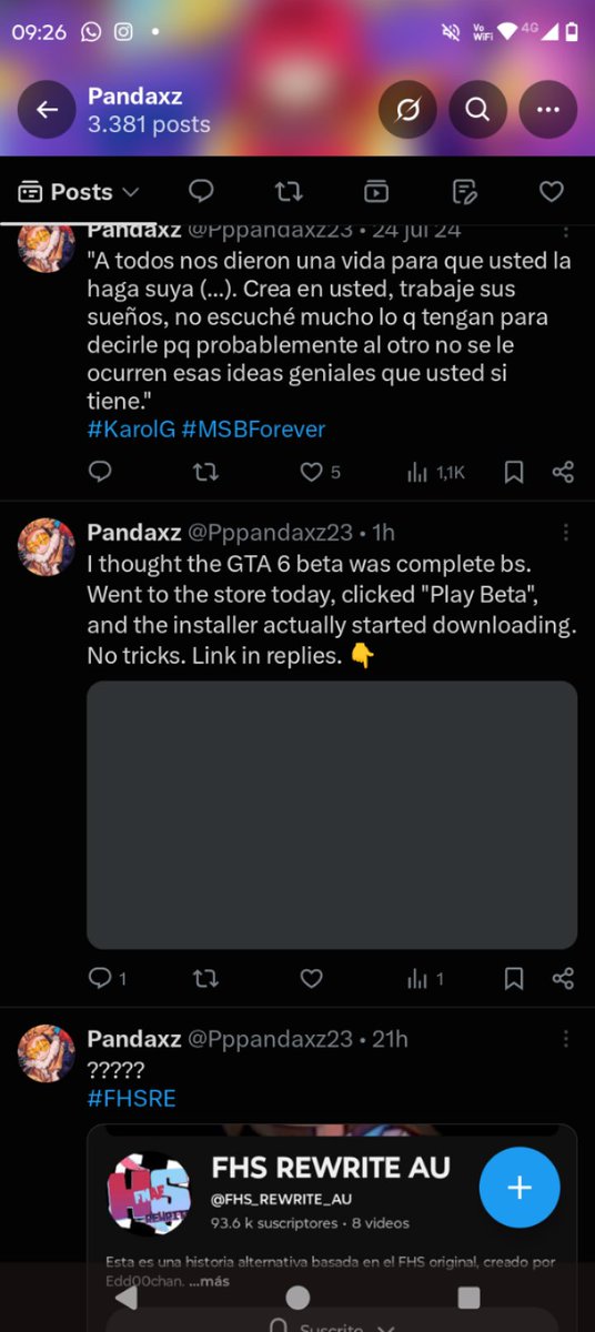 kkdeorugazul's tweet photo. Hello @XHelp @Support, need urgent human review for my hacked account [@Pppandaxz23]. On Aug 3rd (~9AM) a bot posted a fake GTA6 link without my consent (pic). X suspended me for spam, but I'm the victim. Appeals keep getting auto-rejected. Help pls #XHelp https://t.co/pfJHM8ZwrV