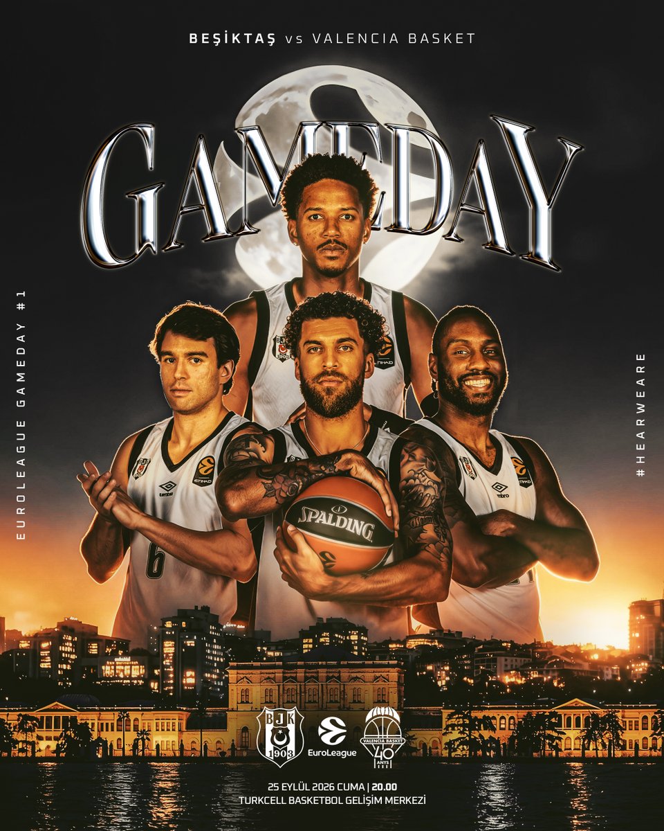 BJK_Basketbol's tweet photo. Bugün #BeşiktaşınMaçıVar 🦅

🏆 EuroLeague #1
🆚 Valencia Basket
🕗 20.00
📍 Turkcell Basketbol Gelişim Merkezi
📺 S Sport 2 https://t.co/7tNjQosBlu