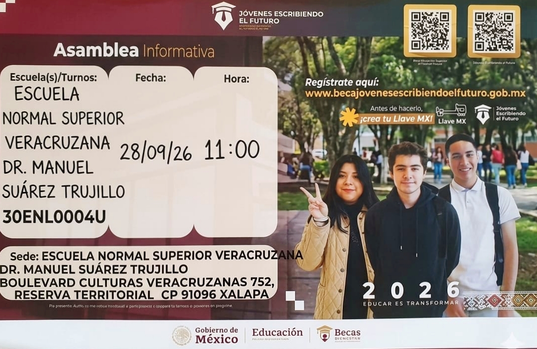 normal_ensv's tweet photo. ¡ATENCIÓN ESTUDIANTES DE NUEVO INGRESO!
El Departamento de Becas de la ENSV invita:
Asamblea Informativa del Programa Jóvenes Escribiendo el Futuro.
Lunes 28 de septiembre
11:00 horas
Auditorio Pompilio Aguilar Schroeder
¡No faltes! https://t.co/wwUUF5wJv9