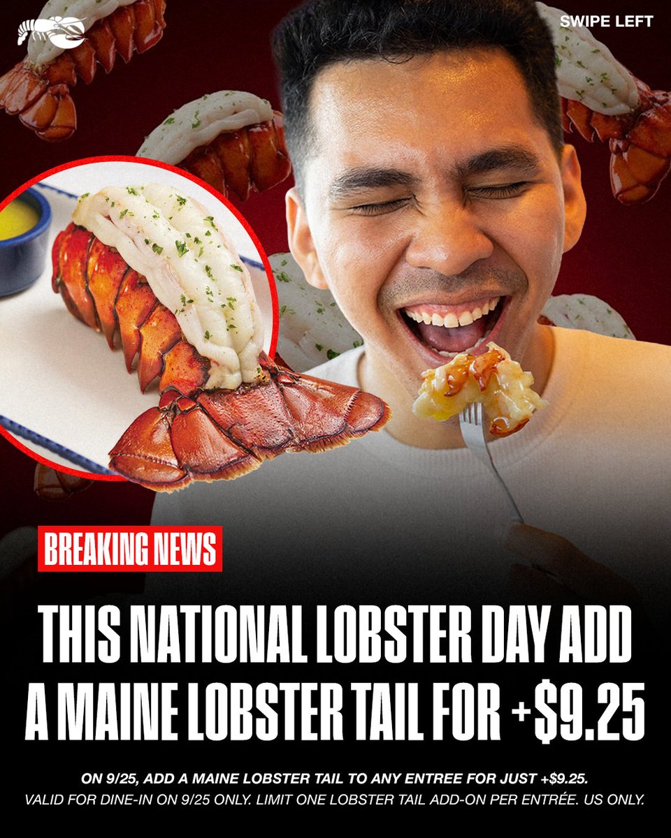 redlobster's tweet photo. National Lobster Day is not just any day. Treat yourself accordingly 🦞 https://t.co/svG53FQkpr
