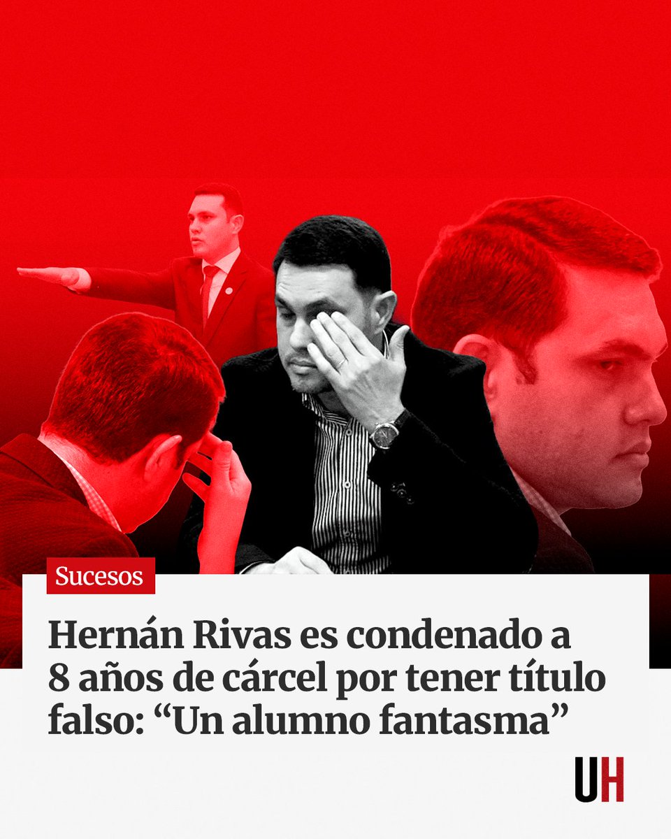 UltimaHoracom's tweet photo. 🔴 URGENTE | El Tribunal de Sentencia dictó su sentencia en contra del ex senador Hernán Rivas: 8 años de cárcel por poseer un certificado y un título falso como abogado. No hay una sola foto, ni documento que demuestre qué clases recibió, qué compañero tuvo, ante qué profesores rindió o qué materias.

🟢 Recibí las noticias: https://t.co/YeGk9I8Xf5