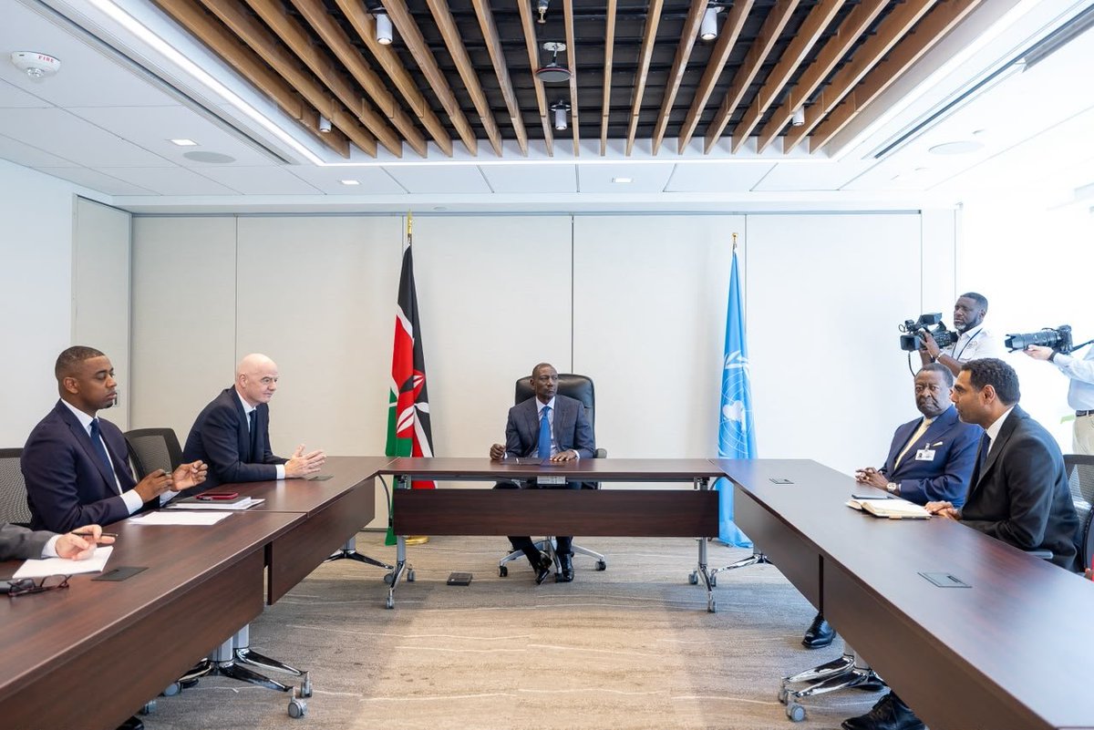 WilliamsRuto's tweet photo. Kenya is strengthening its partnership with FIFA to develop football talent and grow the game.

Held talks with FIFA President Gianni Infantino on the sidelines of the United Nations General Assembly in New York.

We discussed regional technical centres to identify and nurture young talent, strengthen grassroots football and create clear pathways for the next generation of Kenyan players.

Alongside this partnership, the Government is investing significantly in sports infrastructure, including the construction of 32 new stadia across the country. These modern facilities will meet international standards and support our ambition to position Kenya as a leading sporting nation.