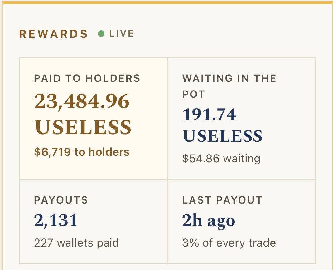 InutileStonk's tweet photo. over $6,700 worth of $USELESS has now been paid out to $INUTILE holders

inutile means useless

the payout is the definition https://t.co/D9XWPtlVTM