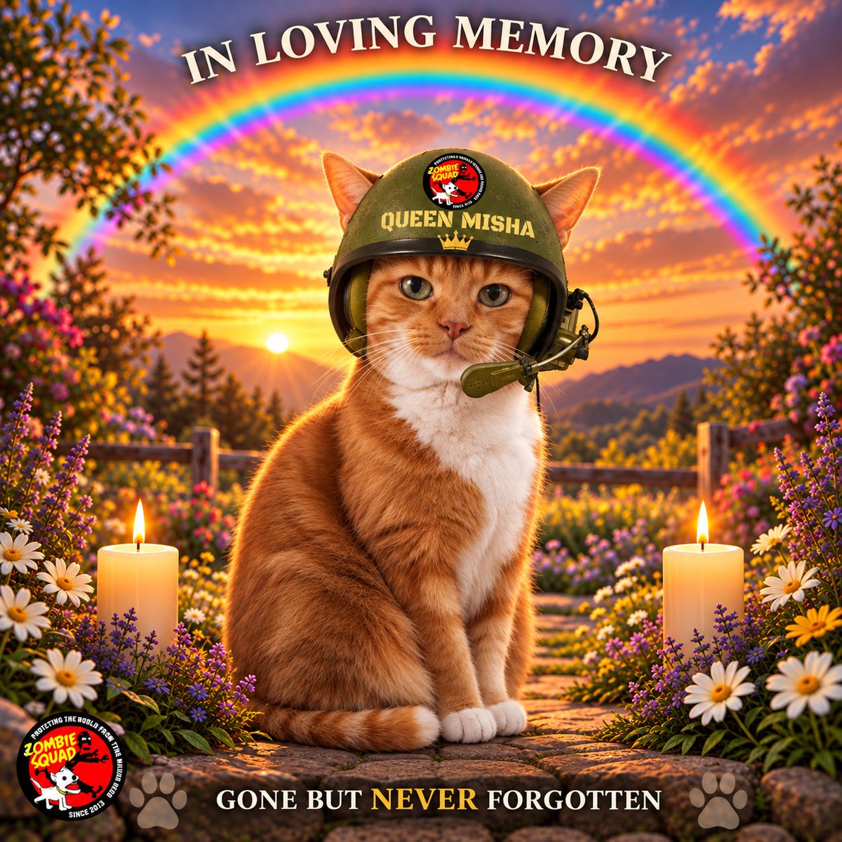 ThorSelfies's tweet photo. @ZombieSquadHQ @1gingerbeauty @MuddlesDog @TheCatMalice *salutes and bows head in respect* Run free REAR ADMIRAL QUEEN MISHA 🌈 #ZSHQ https://t.co/pb80mvijSY