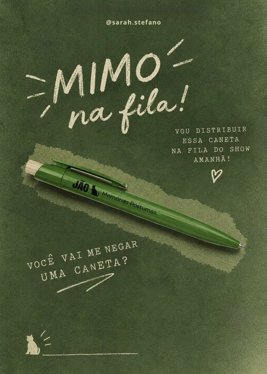 oliviarogeriobr's tweet photo. VAI ME NEGAR UMA CANETA???

fiquei com fomo dos brindes e fiz também! vou distribuir 𝘧𝘰𝘳𝘢 𝘥𝘰 𝘴𝘩𝘰𝘸 e para todos que me encontrarem amanhã essa caneta bem póstuma ✍🏻💚 https://t.co/aqNq7onQho