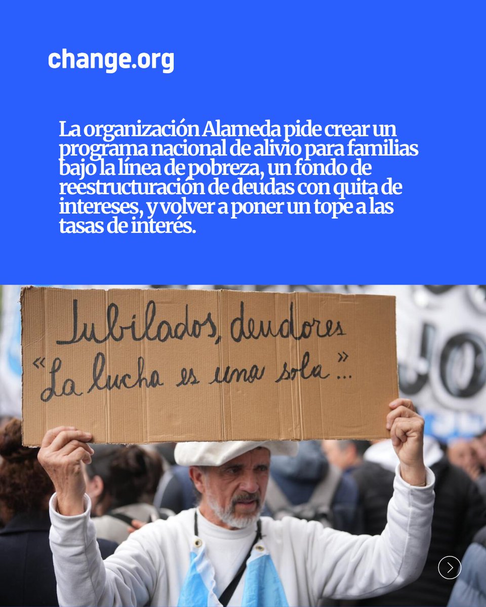 ChangeorgAR's tweet photo. 💸 Una petición denuncia tasas de hasta 400% anual por el Decreto 70/2023 y pide un rescate estatal para familias endeudadas para sobrevivir. Firmá: https://t.co/abnejOKNBt
#BastaDeUsura https://t.co/LVIlGJtkez