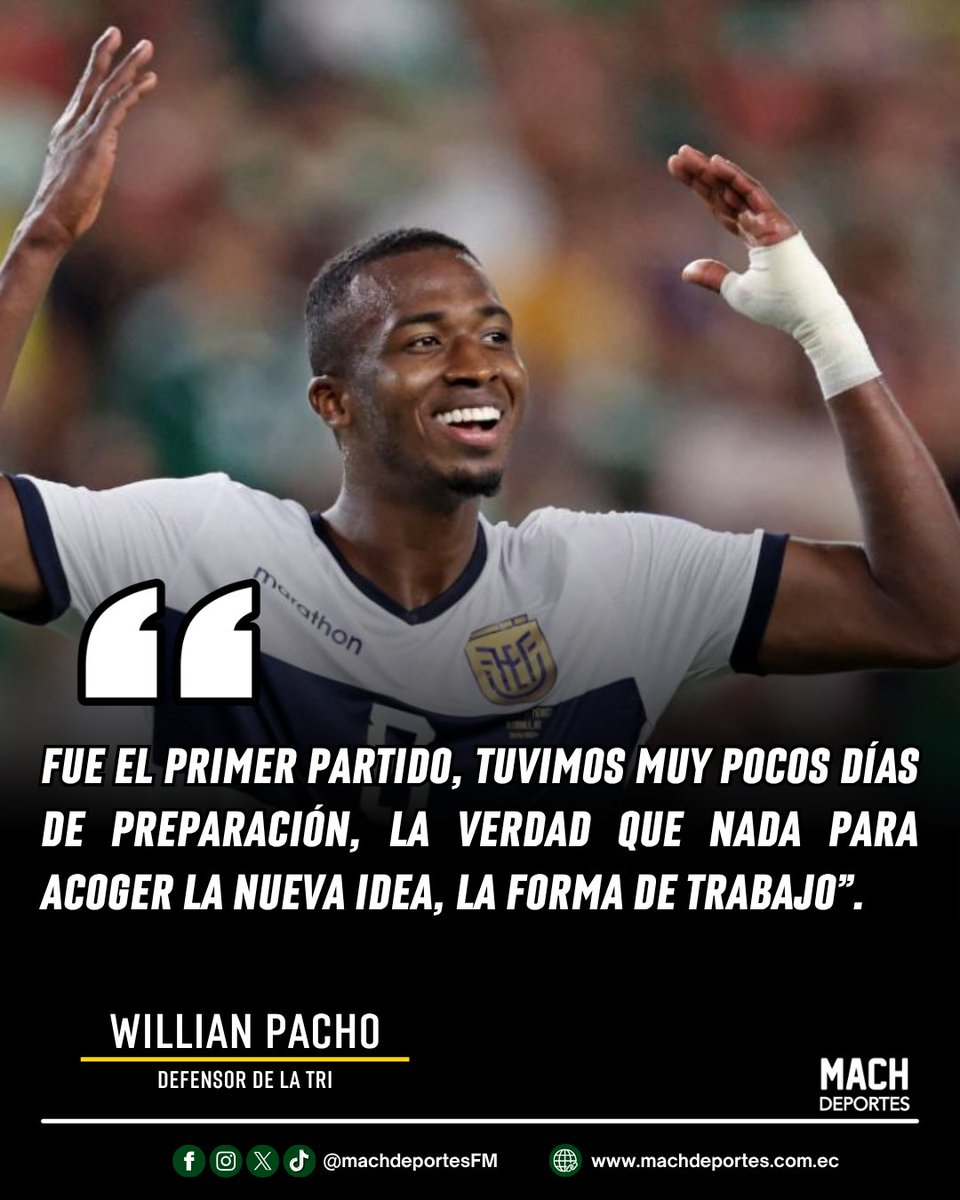 MachdeportesFM's tweet photo. 🇪🇨🔥 ¿EL POCO TIEMPO DE TRABAJO CONDICIONÓ A LA TRI? 👀🤔

🗣️🇪🇨 Willian Pacho, quien llevó la cinta de capitán de Ecuador ante Corea del Sur, se refirió a la derrota 3-0 y habló sobre el complicado escenario que tuvo la Selección en el debut de Marcelo Gallardo. ⚽️📋

El defensor ecuatoriano puso sobre la mesa uno de los factores que más debate puede generar entre los hinchas: los pocos días de preparación que tuvo el equipo para asimilar la nueva idea de juego y la metodología del técnico argentino. ⏱️🧠🇦🇷

💬 “Fue el primer partido, tuvimos muy pocos días de preparación, la verdad que nada para acoger la nueva idea, la forma de trabajo”.

🔥🇪🇨 ¿Fue el tiempo de preparación un factor importante en el resultado? ¿O la Tri debió mostrar más desde el primer partido?

👇 ¡Los leemos, hinchas!

🤳 #LaDinastíaContinúa #LaTri 🇪🇨 #WillianPacho #MarceloGallardo #Ecuador