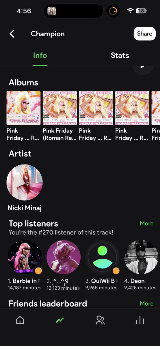 barbz_kitten420's tweet photo. Some music listening accomplishments #barb #NickiMinaj https://t.co/8Hlie1QE6v