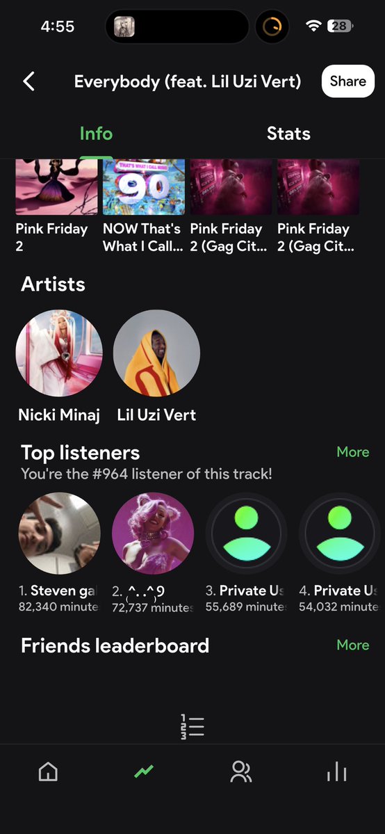 barbz_kitten420's tweet photo. Some music listening accomplishments #barb #NickiMinaj https://t.co/8Hlie1QE6v