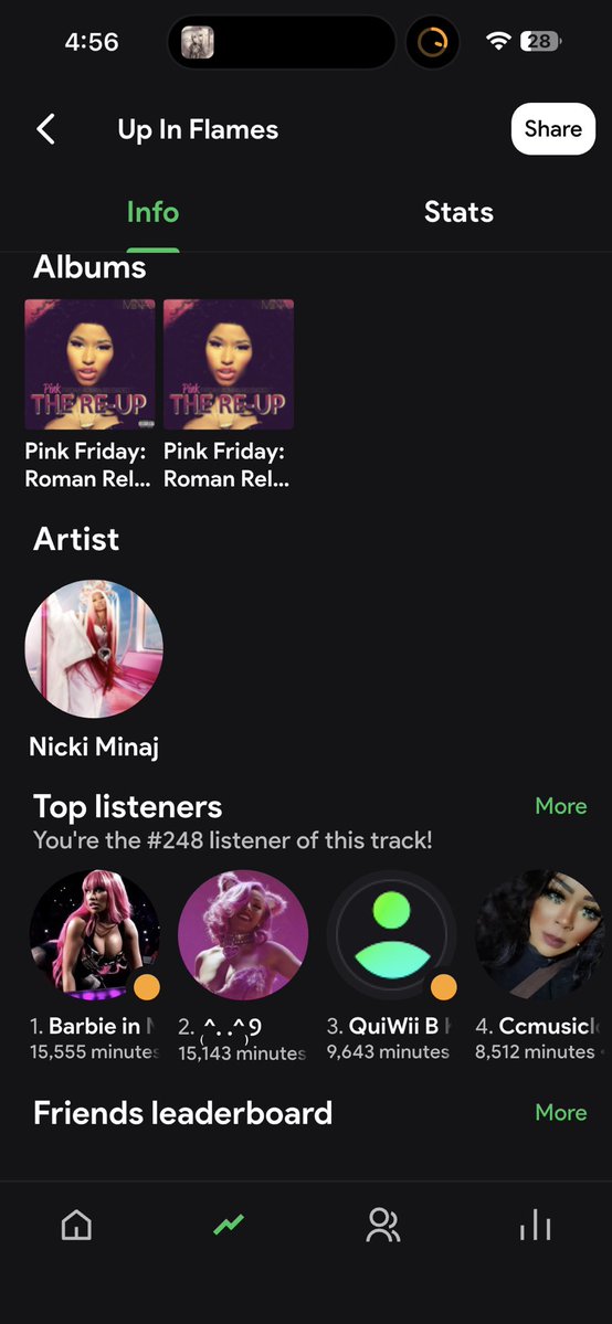 barbz_kitten420's tweet photo. Some music listening accomplishments #barb #NickiMinaj https://t.co/8Hlie1QE6v