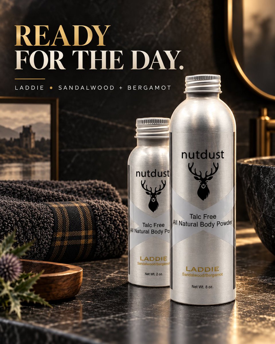 OfficialNutdust's tweet photo. Sandalwood + bergamot with a smooth, talc-free finish. Laddie is the everyday upgrade your grooming routine has been missing. https://t.co/anQhTjk5eJ #MensGrooming #Nutdust https://t.co/o4WYBWvblz