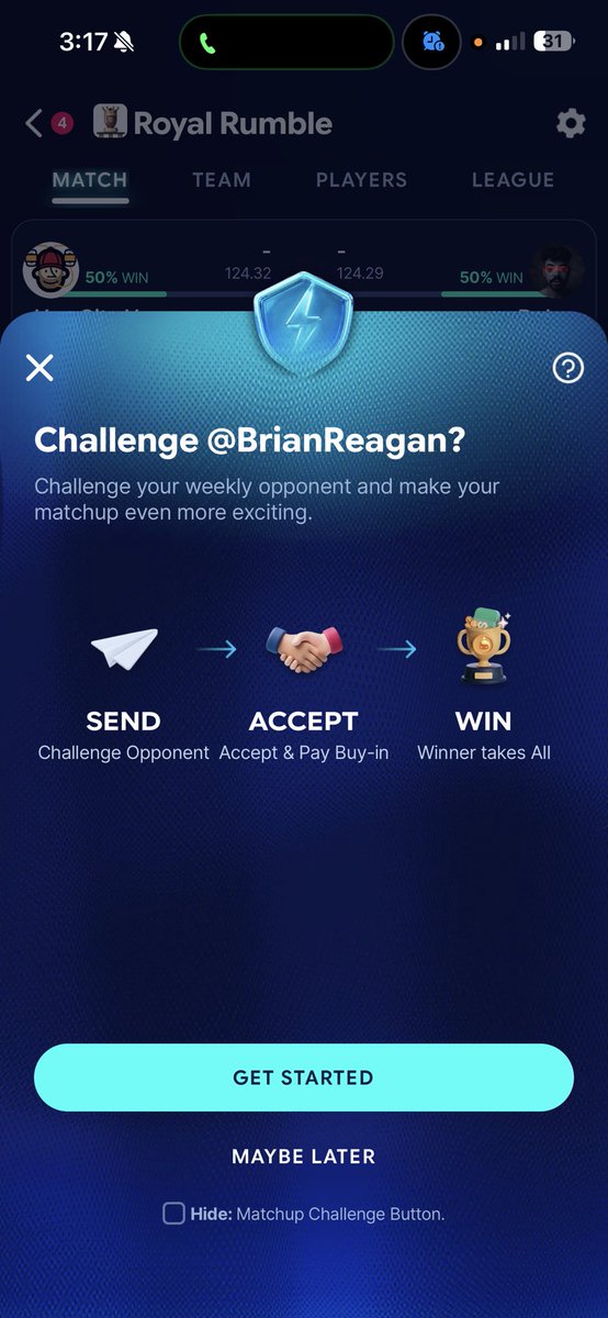 lukesawhook's tweet photo. Holy hell you can now bet money against your buddy on @SleeperHQ in your fantasy matchup as a friendly wager?????

Sleeper is the Mamdani of fantasy apps dude this is so sick https://t.co/YF995Sr6AU