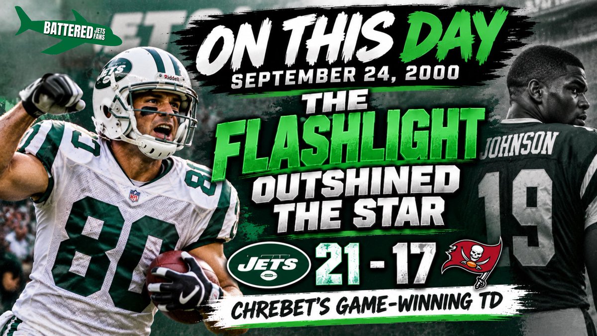 BatteredFansNY's tweet photo. After Keyshawn Johnson spent the week disrespecting Wayne Chrebet, Chrebet caught the game-winning TD from CURTIS MARTIN with 52 seconds left! Jets win 21–17 and improve to 4–0. Talk answered. #Jets #WayneChrebet #JetUp #OnThisDay #BatteredJetsFans https://t.co/6szAwq4JUc
