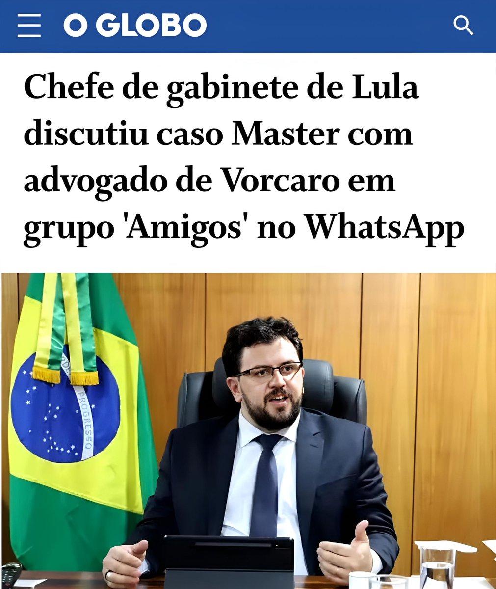 MichelcSales's tweet photo. "Não tem mais como esconder: até o dedo que LULA perdeu está enfiado no ESCÂNDALO DO MASTER.

VORCARO e seu advogado, WALFRIDO WARDE, com o auxílio do agora EX-CHEFE DE GABINETE do LULA, MARCOLA, teriam pedido a LULA que colocasse um freio em GABRIEL GALÍPOLO para impedir a operação contra o MASTER.

Vejam as mensagens abaixo. 👇